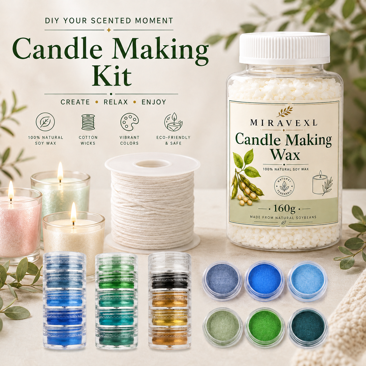 Soy Wax Flake - MIRAVEXL Soy Candle Wax 160g or