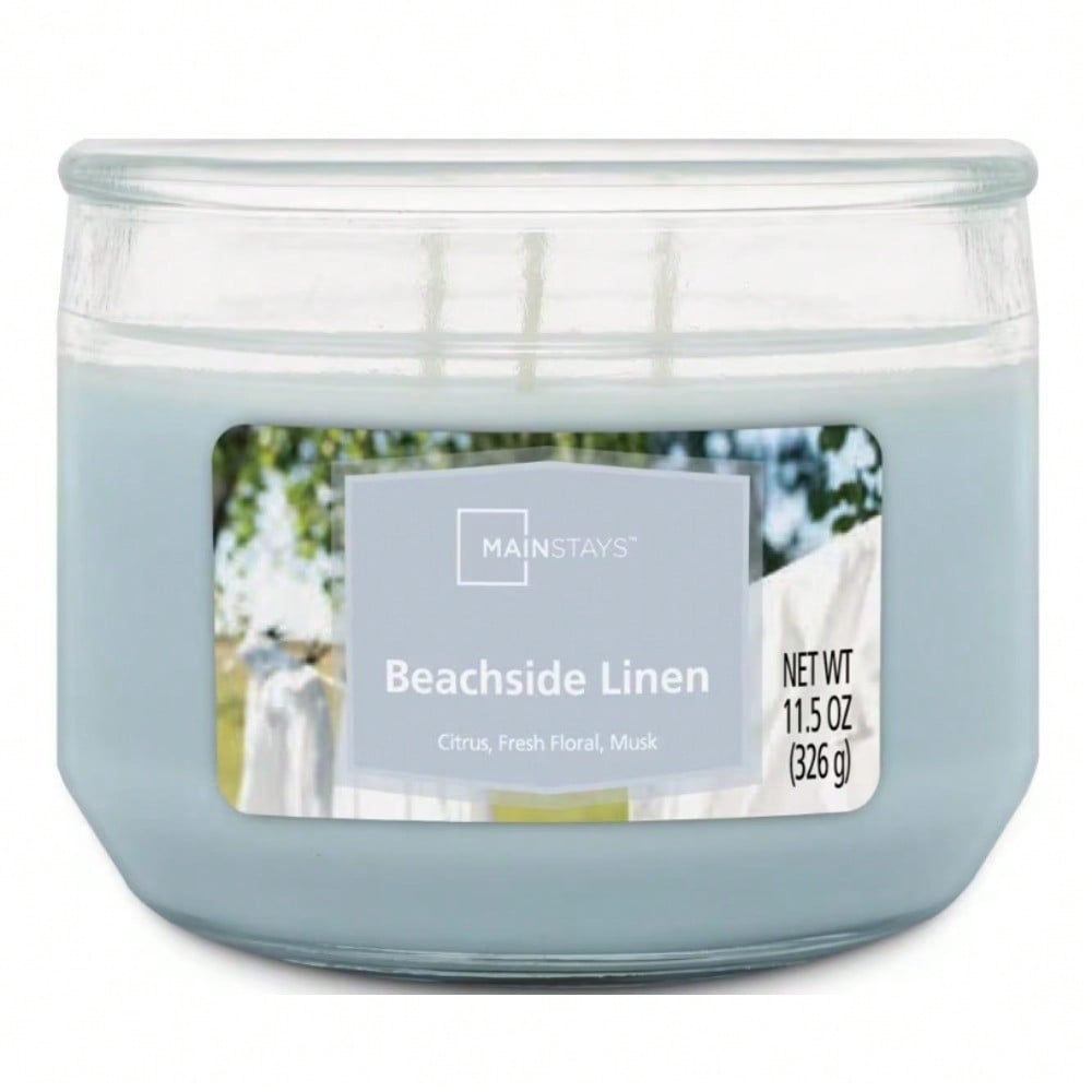 Home Fragrance Linen - 3-Wick Scented Glass Jar Candle, Beachside