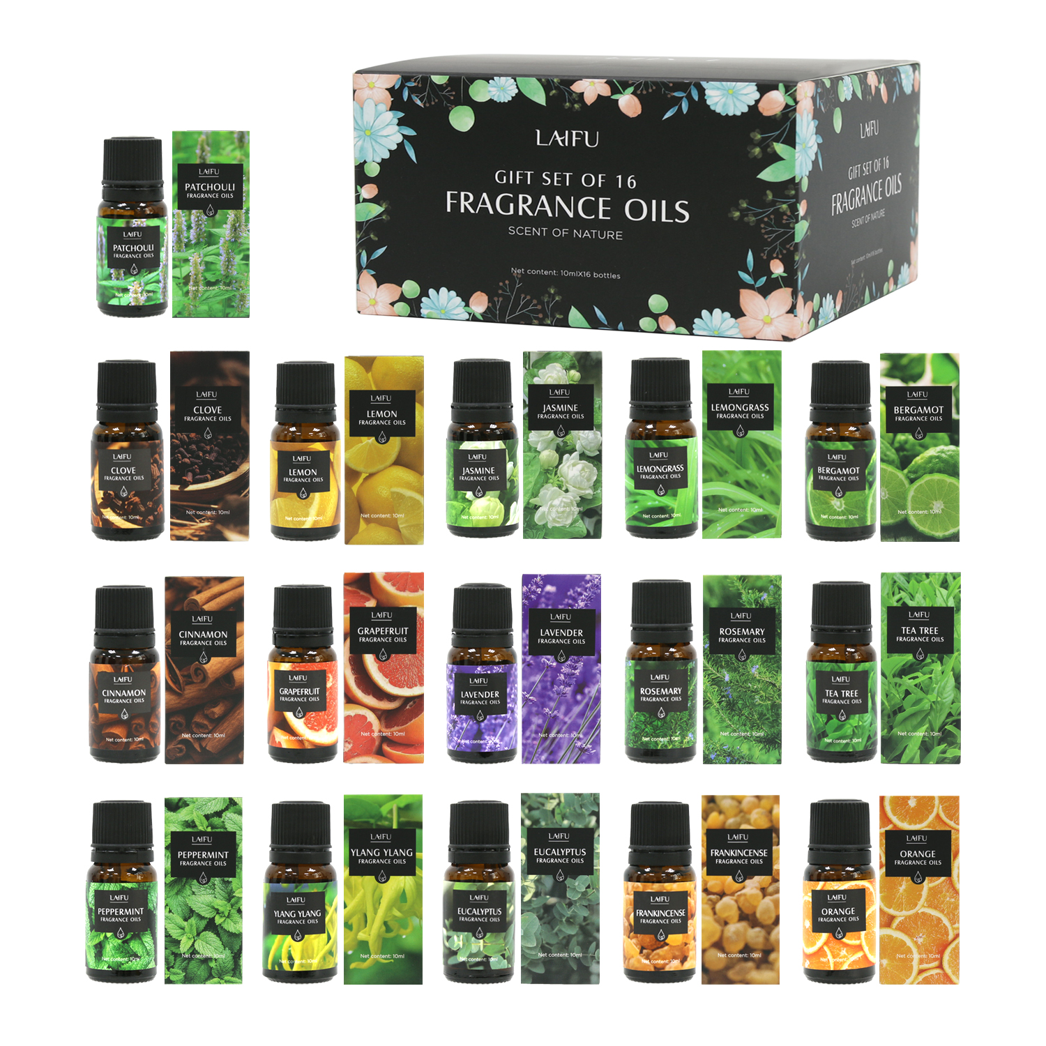 Home Fragrance Oud - 16x10ml Essential Oils Set for Diffuser