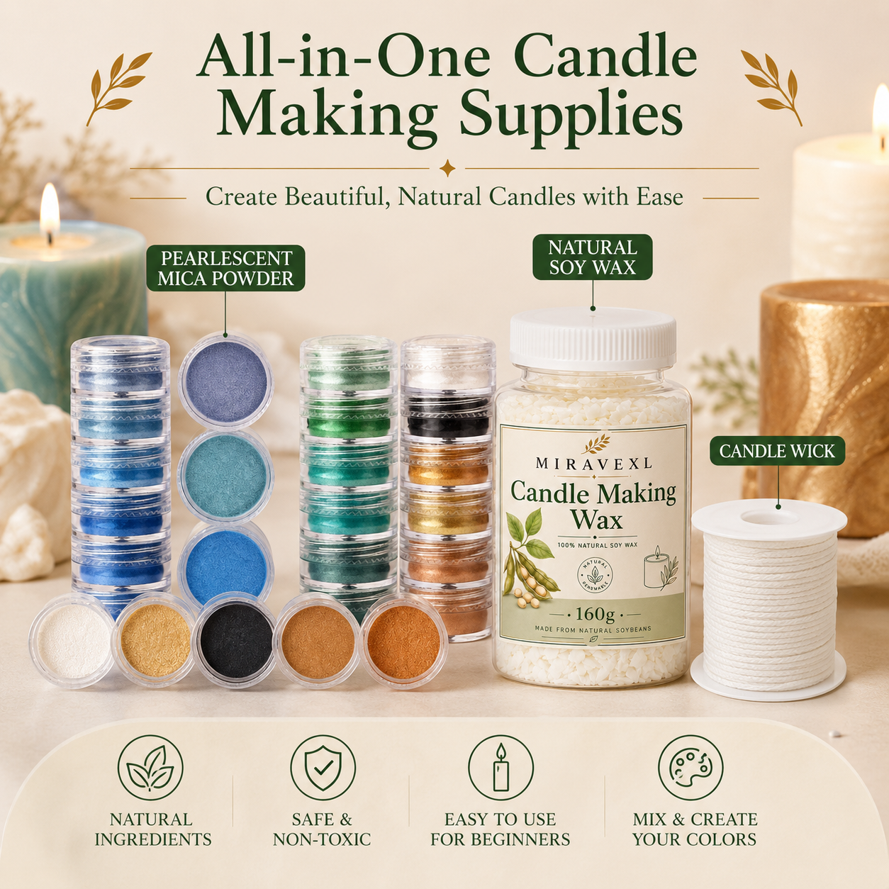 Soy Wax Flake - MIRAVEXL Natural Soy Wax 160g or