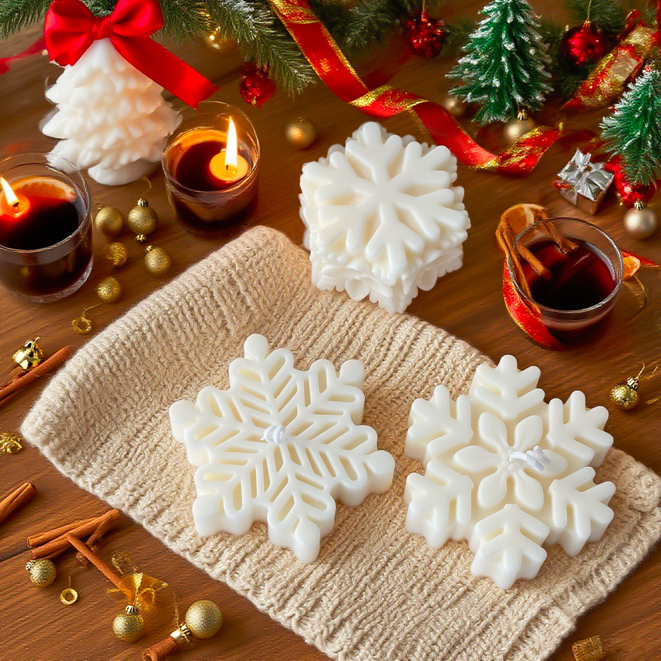 Home Fragrance In French - 1Pc Christmas Snowflake Scented Candle, ins