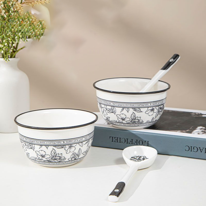 Home Fragrance In French - French Style Ceramic Bowl Spoon Set