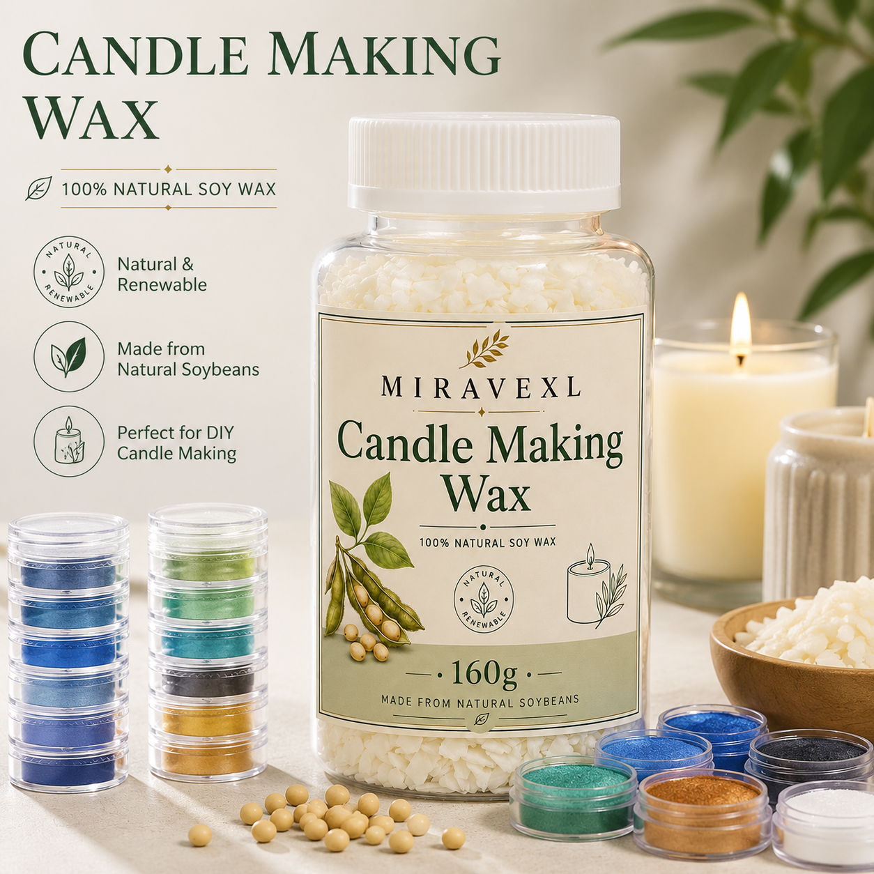 MIRAVEXL Soy Candle Wax 160g o – обзор и цена Soy Wax Flake