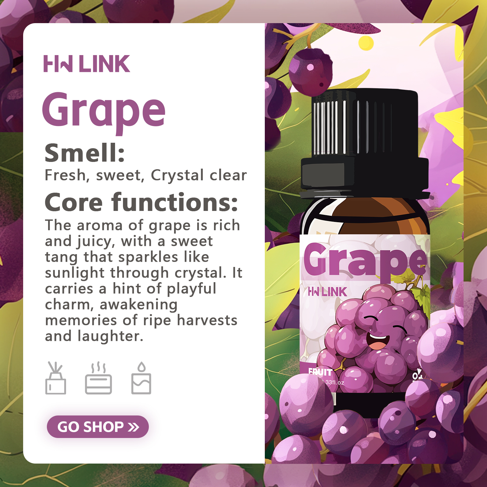 Grape Essential Oil 10ml  Grap – обзор и цена Home Fragrance Oils